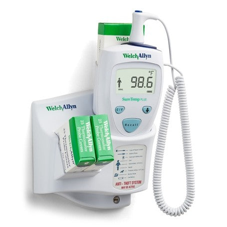 Welch Allyn 01692-201 SureTemp Plus 692 Electronic Thermometer Interchangeable Rectal Thermometer Probe with Well Wall Mount and 4 ft cord